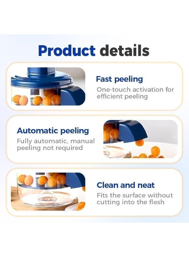 آلة تقشير العنب الأوتوماتيكية | مقشرة كهربائية للثوم والطماطم الكرزية | محرك 50 واط | قابلة لإعادة الشحن عبر منفذ USB | أداة تقشير آمنة بلمسة واحدة للفواكه الصغيرة (أزرق - قطعة واحدة) - Image 3